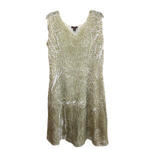 Jerry T Apple Green Crinkle Artsy Dress with matching slip dress